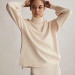 Oysho ribbed asymmetric high neck turtleneck knit sweater Photo 0