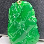 Carved Imperial Green Jade Pendant Photo 0