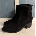 Chelsea and Violet Women’s Black Suede LUCY Crochet Detail Block Heel Booties Sz 6 Photo 1