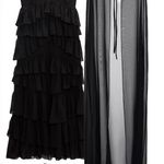 ZARA Black Velvet Long Semi Sheer Cape Poncho Jacket Photo 1