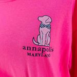 Annapolis Maryland Bright Pink Striped Dog Bow Tie Graphic Long Sleeve Large Photo 1
