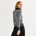 Nine West New Cardigan Sweater Size L Women's Gray Black Knit Buttons Pockets Photo 2