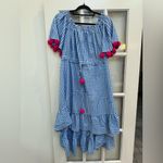 SUNDRESS Alena Dress in Light Blue & Pink Gingham Plaid High Low Size M / L Size L Photo 12