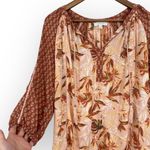 NEW DIRECTIONS Bohemian Floral Tassel Tunic Blouse Mauve Size Small Flowy Shirt Pink Photo 1