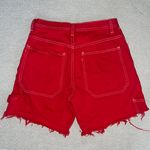 Brandy Melville Red Denim Cargo Shorts Contrast Stitching Sz Sm Photo 1
