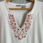 Jenny Buchanan Women's L White Embellished Embroidered Plunging Neckline Top Size L Photo 1