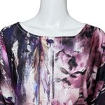 Chico's Shirt Womens Large Purple White Abstract Watercolor Beaded Tunic Casual Photo 4