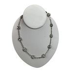Floral bursts crystal rhinestone special occasion necklace 3/4 stones and 1/4 el White Photo 0