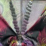 Peacock Feather Sleeveless Shift Dress with Embellished Neckline Size Medium Photo 3