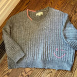 Vintage ‎ Havana Gray Sweater with Pink Stitching Size L Photo 0