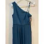 Adrianna Papell  One‎ Shoulder Chiffon Long Gown Hunter Size 8 Formal Wedding Photo 4