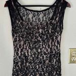 Cache Black Lace Sequined Pleated Bottom Gown Fully lined sz sm Photo 3