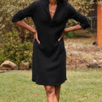 Frank & Eileen Black Cotton Nicole Henley Dress Sz.M Photo 0