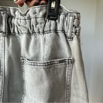 ZARA Light Grey acid wash barrel leg paper bag waist high rise jeans size 8 Photo 2