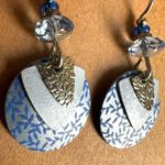 Adajio Earrings Sterling silver Periwinkle Disc & Shield Shiny Silver Tone Leaf Blue Photo 2