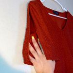 Trixxi  Dotted Knit Soft Slit Sleeves V-Neck Blouse Women Size Large Burnt Orange Photo 1