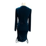 Calvin Klein  Teal Long Sleeve Velvet Side Ruched Sheath Dress Size 6 Photo 3
