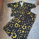 Lisa Bayne Black/Yellow Floral Two Piece Set SIZE L Black Size L Photo 0