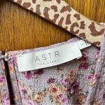 ASTR  Puff Sleeve V-Neck Back Cutout Floral A-Line Midi Dress Purple Peach Large Photo 8