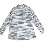 Talbots T by  Womens Sweater Sz M White Black Side Zip Mock Neck Long Sleeve Photo 0