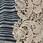 We The Free Free People  Blue Striped Tee with‎ cream Lace XS Photo 1