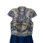 Sherri Hill  Blue Nude Beaded Skater Cocktail Dress Size 4 Photo 1