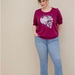 Torrid French Terry Short Sleeve Purple Skull Lightweight Sweatshirt 5X Photo 1