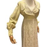 Vintage Bridgerton Inspired Yellow dress lace overlay long sleeves size X Small Photo 3