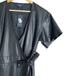 NWT Rachel Roy‎ Faux Leather Wrap Midi Dress with Pockets in Black, Size 4 Black Photo 4