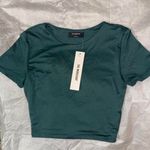 Round Neck Short Sleeve Crop Green Photo 0