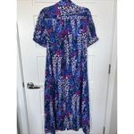 Dyvna  Floral Print Short Sleeve Silk Blend Midi Shirt Dress Blue Size Medium Photo 2