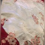 Floral Silk Scarf with Cherry Blossom Design Red Photo 1