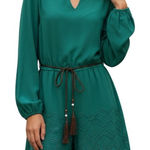 She & Sky Bright Jade Green Silk Lazer Cut Belted Romper NWOT Size Large Photo 0