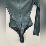 Naked Wardrobe Crocodile Collection Faux Leather Long Sleeve Bodysuit Green XS Photo 10