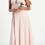 ASOS Size 10P pleated maxi dress tie wrap waist Blush Pink Bridesmaid Formal Photo 0