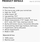 NWOT MOTHER Looker HighRise Leopard Ankle Fray Skinny Jeans in Animal Attraction Size 29 Photo 6