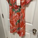 Gianni Bini Orange Multi Floral Dress Lined Size‎ L NWT Tropical Summer Vacation Size L Photo 4