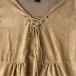 Lexi & Tasch size medium y2k tan tie front eyelet cutout long sleeve shirt 90s b Photo 3