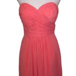 Bill Levkoff  Dress Formal Bridesmaid Mini Strapless Pleated Coral Pink, Size 8 Photo 3