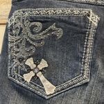 Vintage Rock 47 by Wrangler Low Rise Bootcut Jeans Cross Embroidered Y2K Sz 3/4 Blue Photo 4