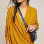 Akemi + Kin Anthropologie Woodruff Waffle Rib Knit Wrap Top Size Small Mustard Photo 0