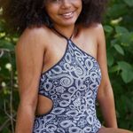 Aerie Swimsuit One Piece Monokini Navy Floral L Large Photo 3