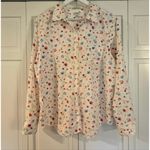 L.L.Bean  white floral cotton wrinkle free button down large Photo 1