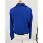 St. John  Collection Blazer Jacket Women's Size 12 Blue Gold Hardware Knit USA Photo 4