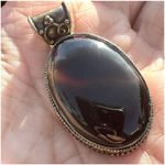 Large Black agate Stone Pendant Photo 5