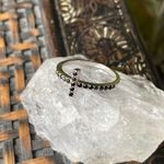 Sterling Silver Black Cz Sideways Cross Ring Silver Photo 3