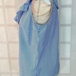 J.Crew blue and white striped sleeveless ruffle neckline blouse size 10 Photo 6