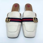 Gucci GG Logo Marmont Red Blue Web Canvas White Leather Mules Loafers EU 38.5 Photo 1