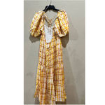 ASTR  The Label Womens Dress Size Large LLana Orange Yellow Plaid Tiered Maxi‎ Photo 3