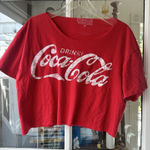 Vintage Coca Cola Distressed Women's Crop Top Raw Edge Size L Blue Size L Photo 0